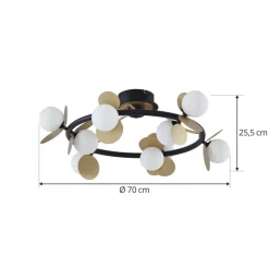 Lucande LED-loftslampe Pallo, 9-lys, sort/guld, glas