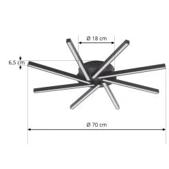 Lucande LED-loftslampe Tjado, Ø 70 cm, sort, metal