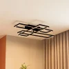 Lucande LED-loftslampe Tjado, 94 cm lang, sort, metal