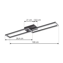 Lucande LED-loftslampe Tjado, 100 cm lang, sort, metal
