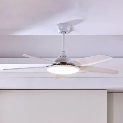 Lucande LED-loftventilator Divian, hvid, DC, støjsvag, CCT