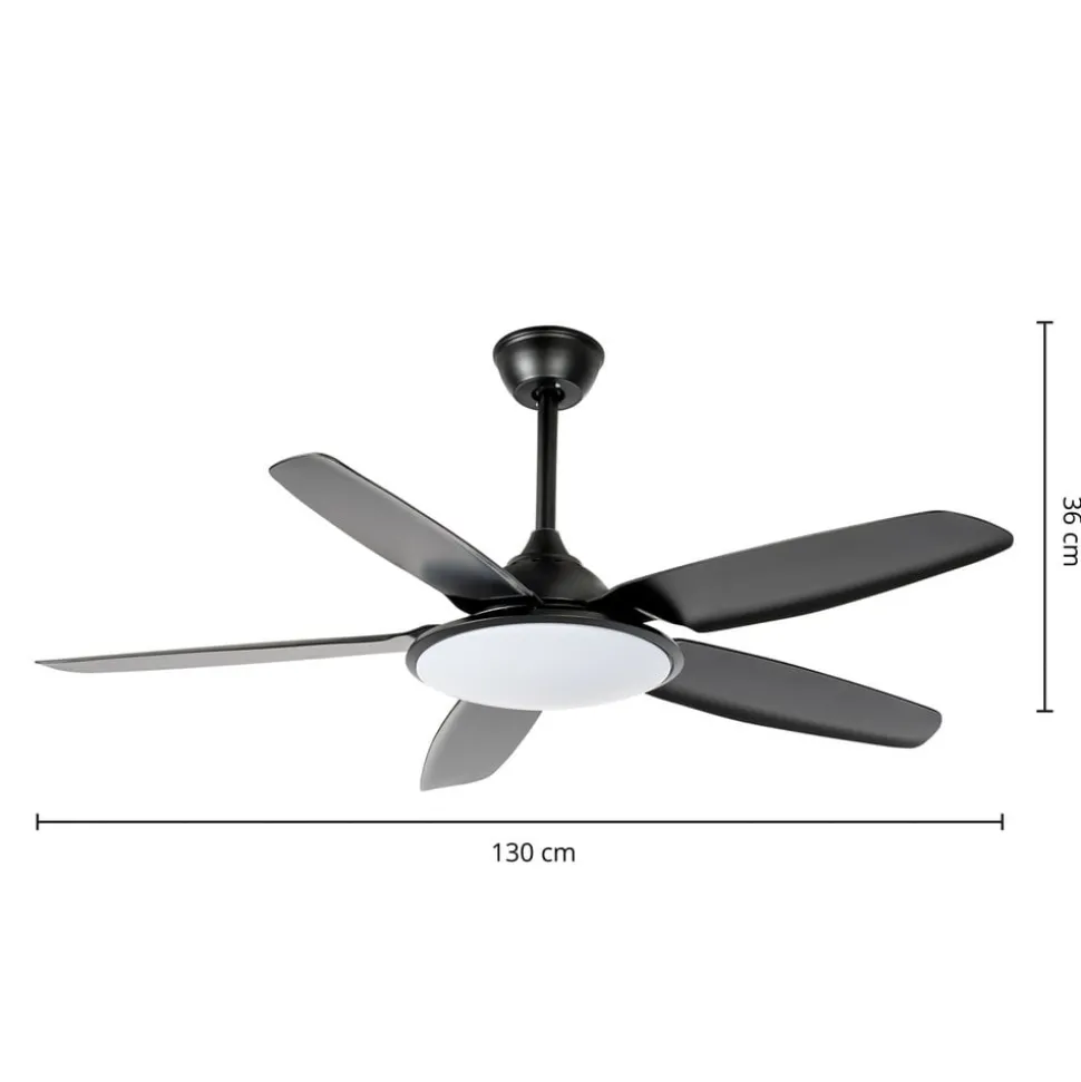 Lucande LED-loftventilator Divian, sort, DC, støjsvag, CCT