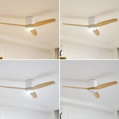 Lucande LED-loftventilator Faipari, hvid, DC, støjsvag, 132 cm