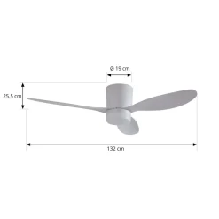 Lucande LED-loftventilator Kayu, hvid, DC, støjsvag, Ø 132 cm