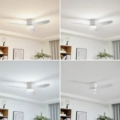 Lucande LED-loftventilator Kayu, hvid, DC, støjsvag, Ø 132 cm