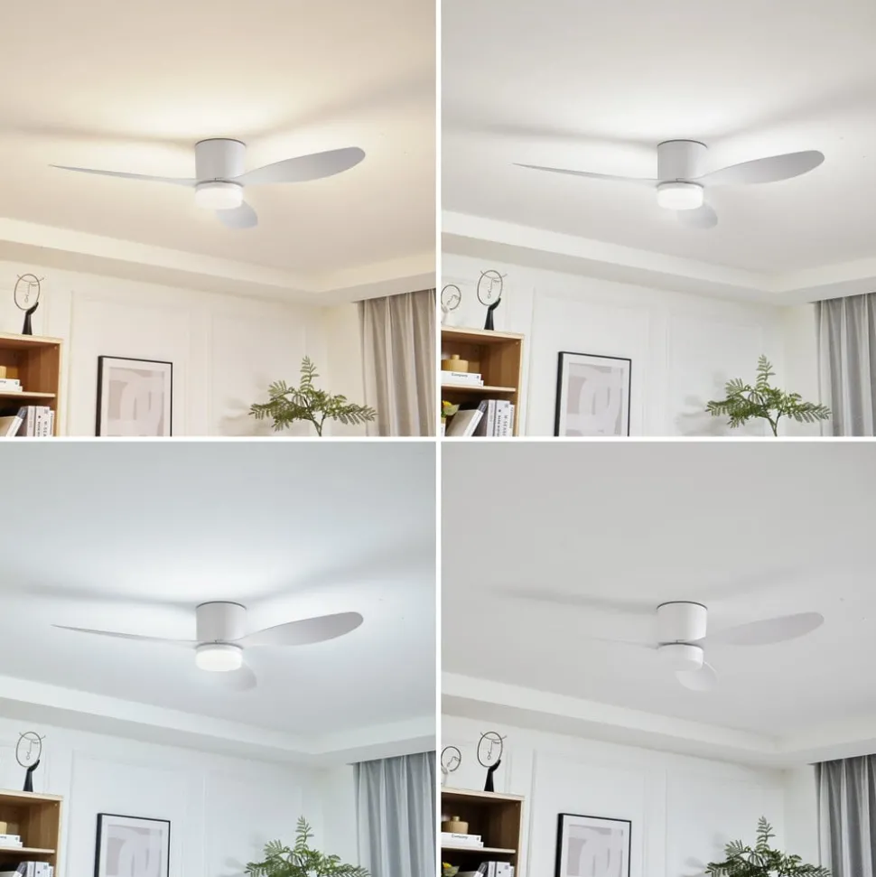 Lucande LED-loftventilator Kayu, hvid, DC, støjsvag, Ø 132 cm