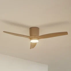 Lucande LED-loftventilator Sorin, beige, DC, støjsvag, IP44