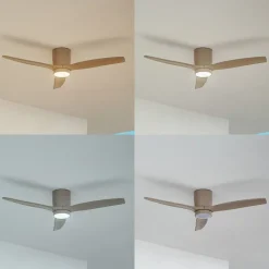 Lucande LED-loftventilator Sorin, beige, DC, støjsvag, IP44