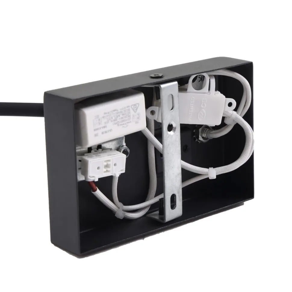 Lucande LED-læselampe Hetti, sort, metal, 14 cm høj