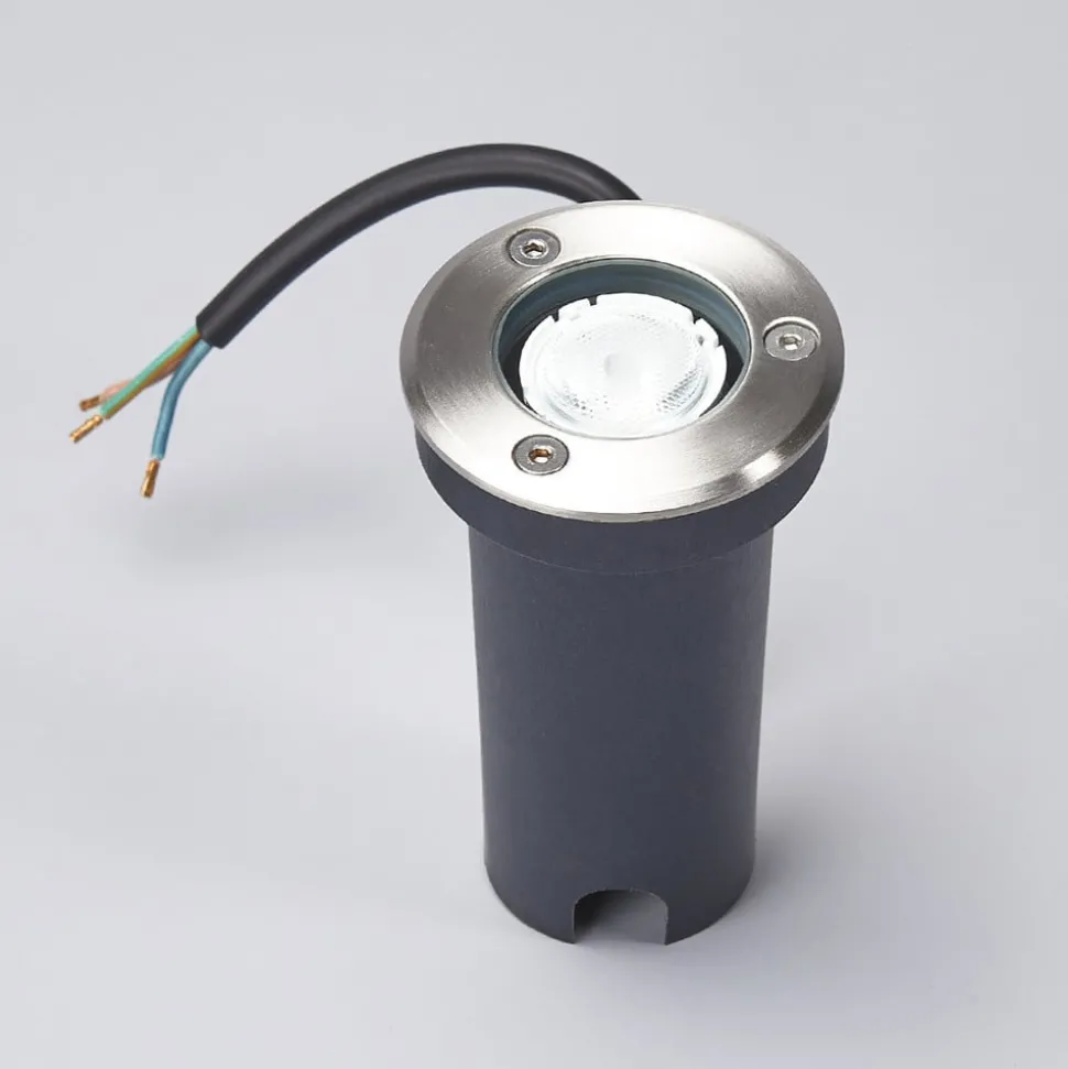 Lucande LED nedgravningslampe Kenan, Ø 7 cm, stål, IP67