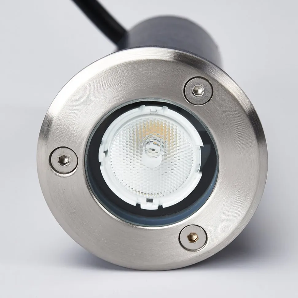 Lucande LED nedgravningslampe Kenan, Ø 7 cm, stål, IP67