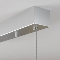 Lucande LED-pendellampe Arnik, 140 cm, nikkelfarvet, dæmpbar