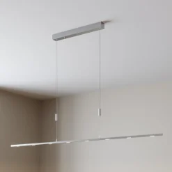 Lucande LED-pendellampe Arnik, 180 cm, nikkelfarvet, dæmpbar