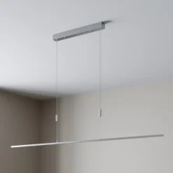 Lucande LED-pendellampe Arnik, 180 cm, nikkelfarvet, dæmpbar