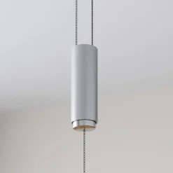 Lucande LED-pendellampe Arnik, 180 cm, nikkelfarvet, dæmpbar