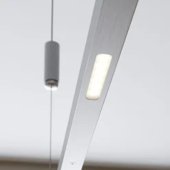 Lucande LED-pendellampe Arnik, 180 cm, nikkelfarvet, dæmpbar