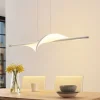 Lucande LED-pendellampe Edano, 122 cm, hvid, tekstil, dæmpbar