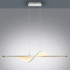 Lucande LED-pendellampe Edano, 122 cm, hvid, tekstil, dæmpbar