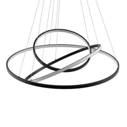 Lucande LED-pendellampe Ezana, sort, metal, Ø 80 cm