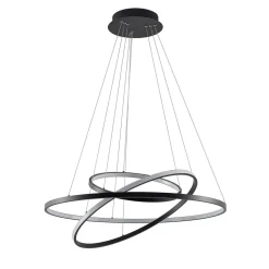 Lucande LED-pendellampe Ezana, sort, metal, Ø 80 cm