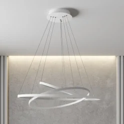 Lucande LED-pendellampe Ezana, hvid, metal, Ø 80 cm