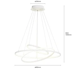 Lucande LED-pendellampe Ezana, hvid, metal, Ø 80 cm
