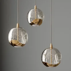 Lucande LED-pendellampe Hayley, Ø 25 cm, 3 lyskilder, guld, glas