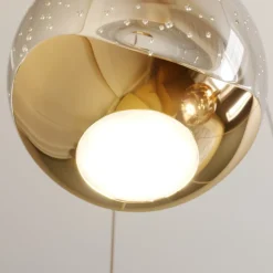 Lucande LED-pendellampe Hayley, Ø 30 cm, 5 lyskilder, guld, glas
