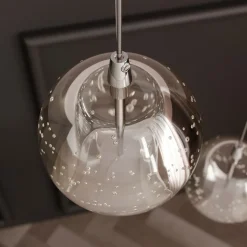 Lucande LED-pendellampe Hayley, Ø 25 cm, 3 lyskilder, krom, glas