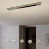 Lucande LED-pendellampe Hayley, 96 cm, 5 lyskilder, krom, glas