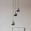 Lucande LED-pendellampe Hayley, sort, 3 lyskilder, glas