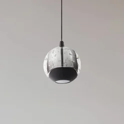 Lucande LED-pendellampe Hayley, sort, 1 lyskilde, glas