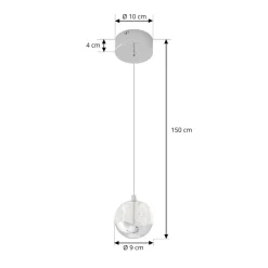 Lucande LED-pendellampe Hayley, Ø 9 cm, kromfarvet, glas