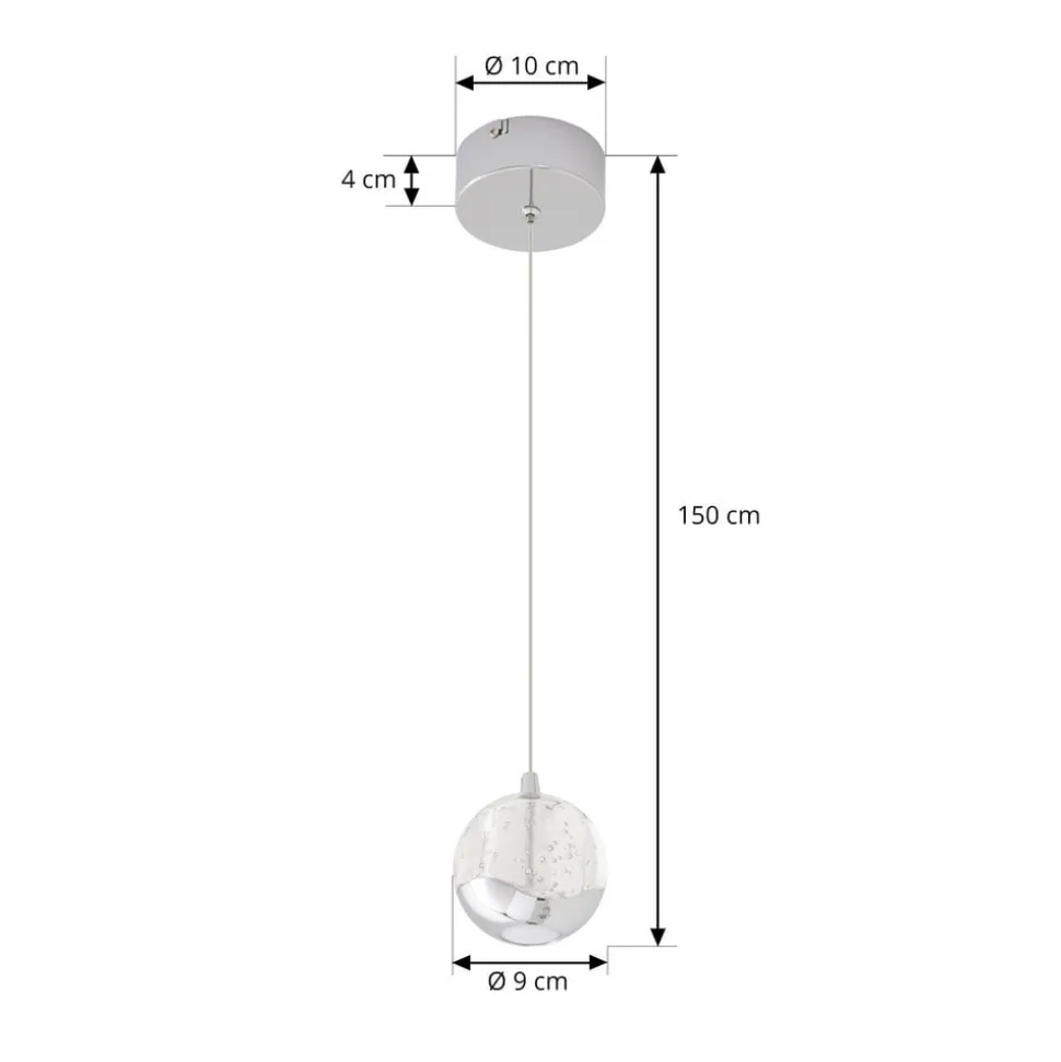 Lucande LED-pendellampe Hayley, Ø 9 cm, kromfarvet, glas