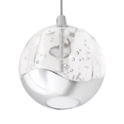 Lucande LED-pendellampe Hayley, Ø 9 cm, kromfarvet, glas