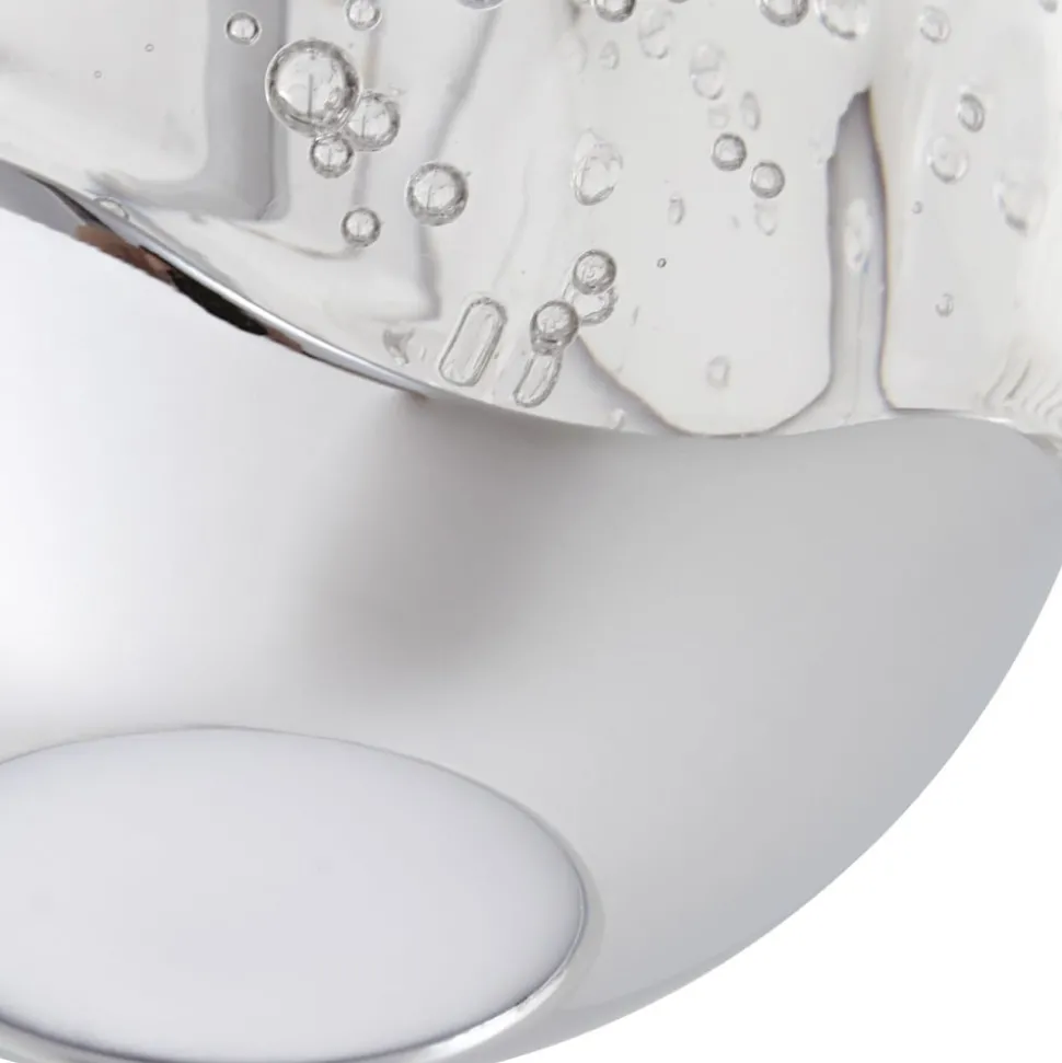 Lucande LED-pendellampe Hayley, Ø 9 cm, kromfarvet, glas