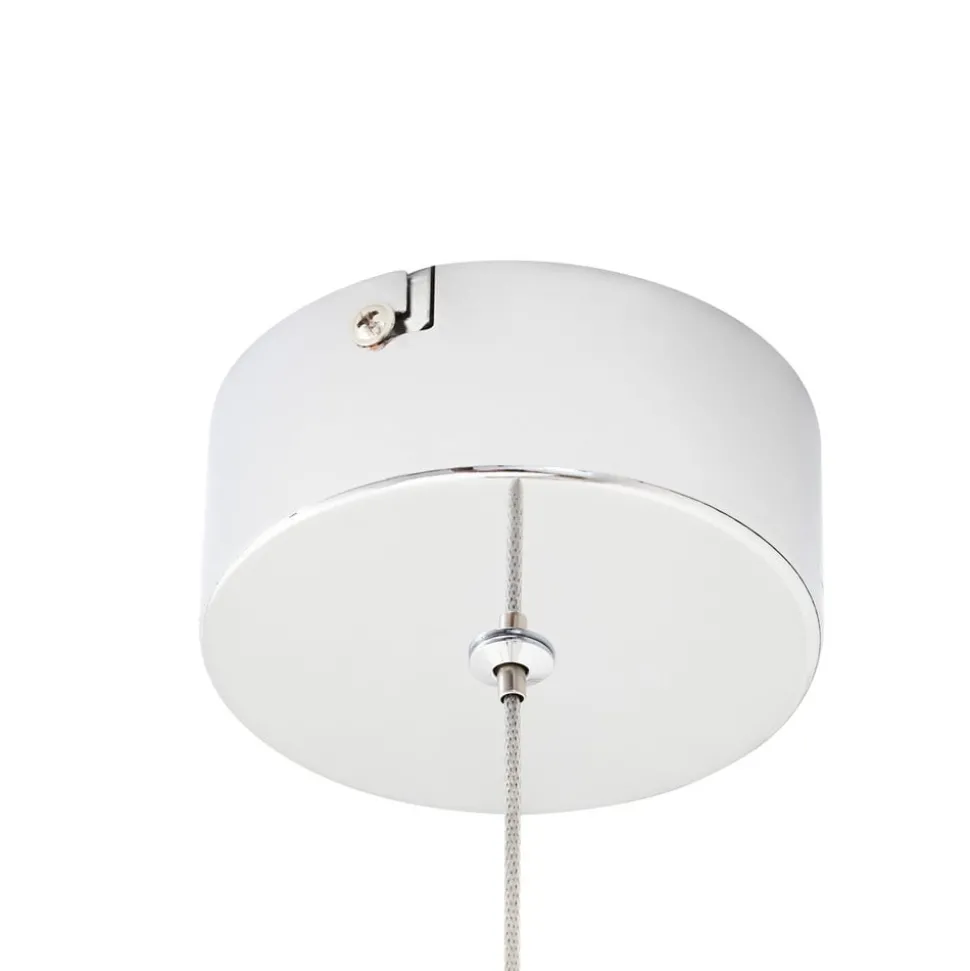 Lucande LED-pendellampe Hayley, Ø 9 cm, kromfarvet, glas