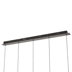 Lucande LED-pendellampe Hayley, sort, 5 lyskilder, aflang