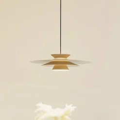 Lucande LED-pendellampe Livie, beige, aluminium, Ø 50 cm