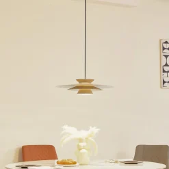 Lucande LED-pendellampe Livie, beige, aluminium, Ø 50 cm