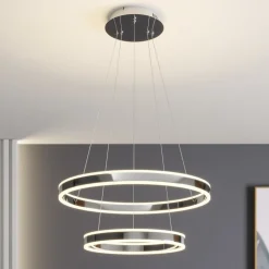 Lucande LED-pendellampe Lyani, 60 cm, 2 lyskilder, krom, dæmpbar