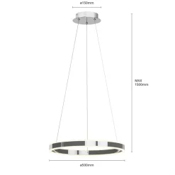 Lucande LED-pendellampe Lyani, Ø 50 cm, krom, dæmpbar