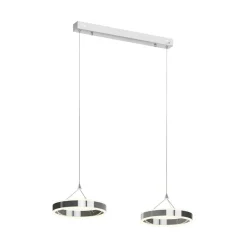 Lucande LED-pendellampe Lyani, 85 cm, 2 lyskilder, krom, dæmpbar