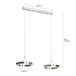 Lucande LED-pendellampe Lyani, 85 cm, 2 lyskilder, krom, dæmpbar