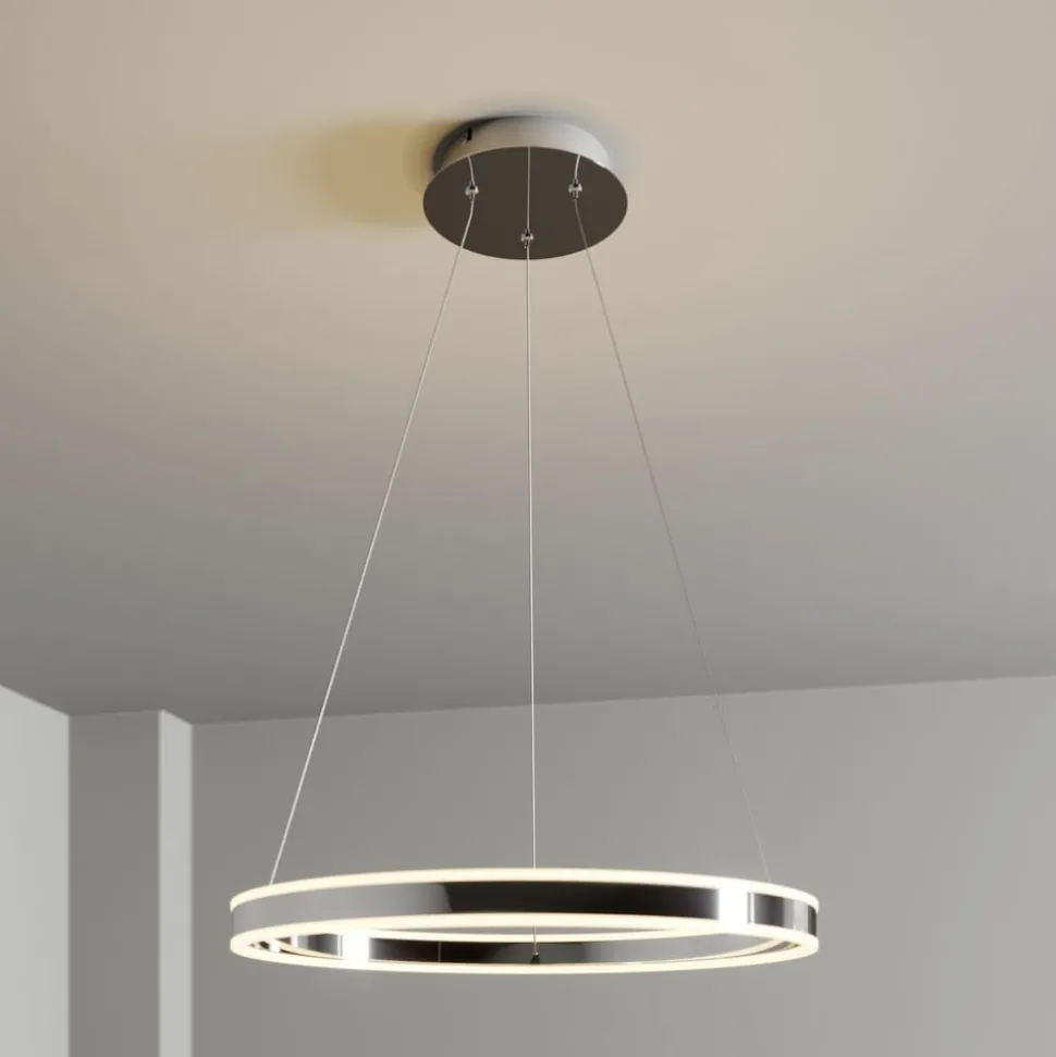 Lucande LED-pendellampe Lyani, Ø 60 cm, krom, dæmpbar