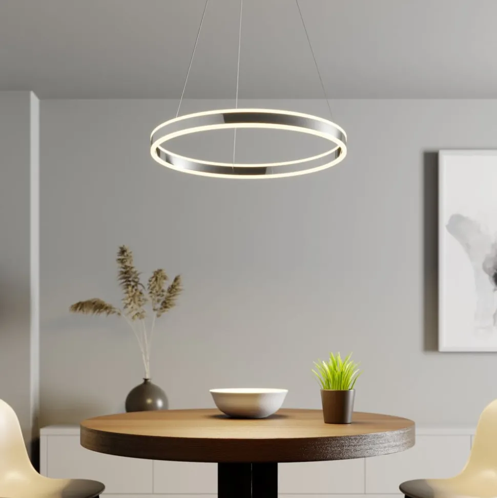 Lucande LED-pendellampe Lyani, Ø 60 cm, krom, dæmpbar