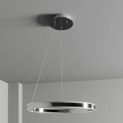 Lucande LED-pendellampe Lyani, Ø 60 cm, krom, dæmpbar