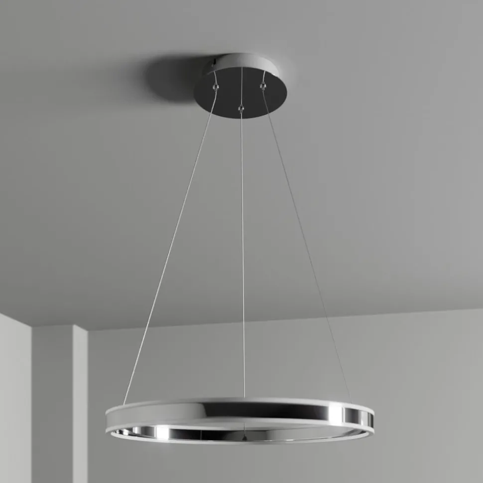 Lucande LED-pendellampe Lyani, Ø 60 cm, krom, dæmpbar