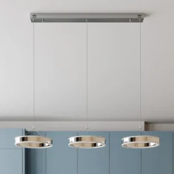 Lucande LED-pendellampe Lyani, 115 cm, 3 lyskilder, krom, dæmpbar
