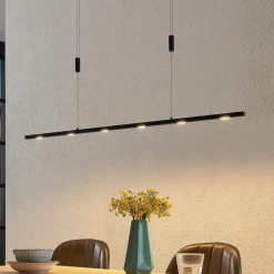 Lucande LED-pendellampe Stakato, 120 cm, 6 lyskilder, dæmpbar